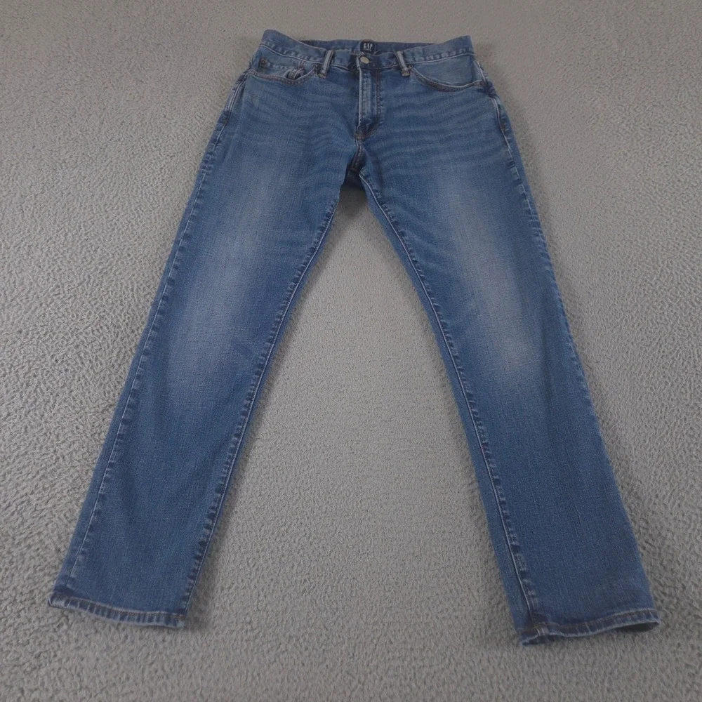 Gap Jeans Mens 30x30 Blue Athletic Taper Denim Stretch Tapered Leg Medium Wash